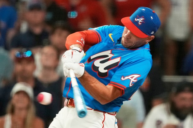 The Atlanta Braves’ Matt Olson competes during the MLB baseball...