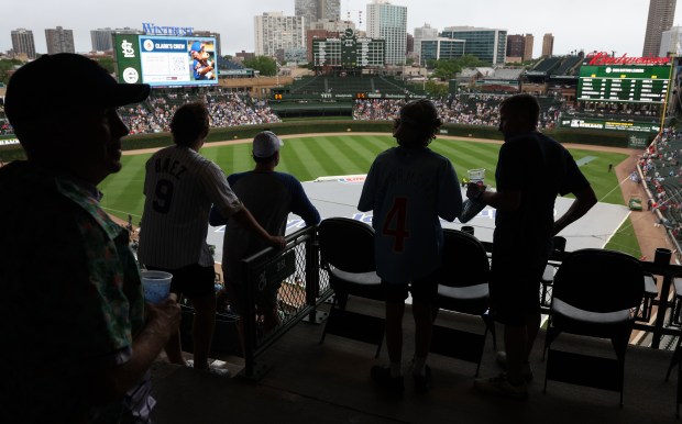 Fans wait for a Cubs-Cardinals game at Wrigley Field on July 6, 2025, in Chicago. (John J. Kim/Chicago Tribune)