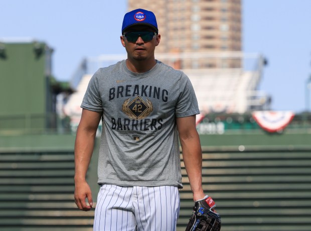 Cubs outfielder Seiya Suzuki heads to the clubhouse before a game against the Guardians at Wrigley Field on July 3, 2025, in Chicago. (John J. Kim/Chicago Tribune)
