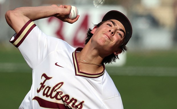 Scotts Valley High's Kaleb Wing pitches in the first inning against Santa Teresa on Tuesday.  (Shmuel Thaler - Santa Cruz Sentinel)