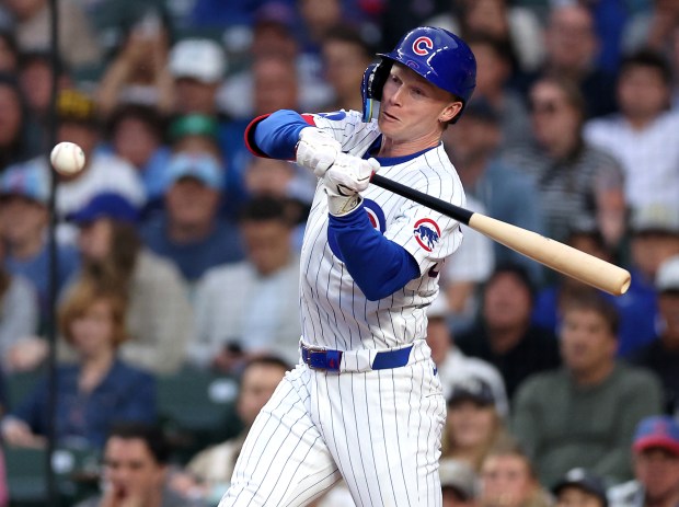 Chicago Cubs center fielder Pete Crow-Armstrong hits a 2-run home...