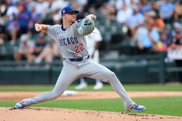 Cubs starter Cade Horton delivers to the White Sox in the first inning on July 26, 2025, at Rate Field. (Chris Sweda/Chicago Tribune)