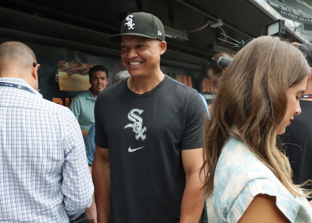 White Sox manager Will Venable exits after meeting with reporters before a game against the Phillies at Rate Field on July 30, 2025, in Chicago. (John J. Kim/Chicago Tribune)