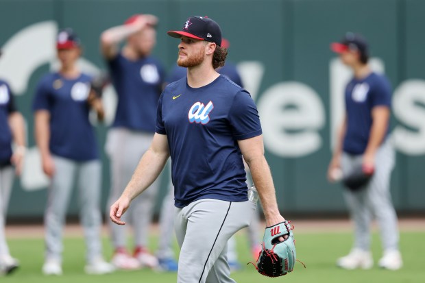 White Sox pitcher Shane Smith walks the field before the All-Star Game on July 15, 2025, at Truist Park in Atlanta. (Kevin C. Cox/Getty Images)