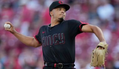 Cincinnati Reds pitcher Chase Burns throws during the first inning of a baseball game against the Colorado Rockies in Cincinnati, Friday, July 11, 2025.