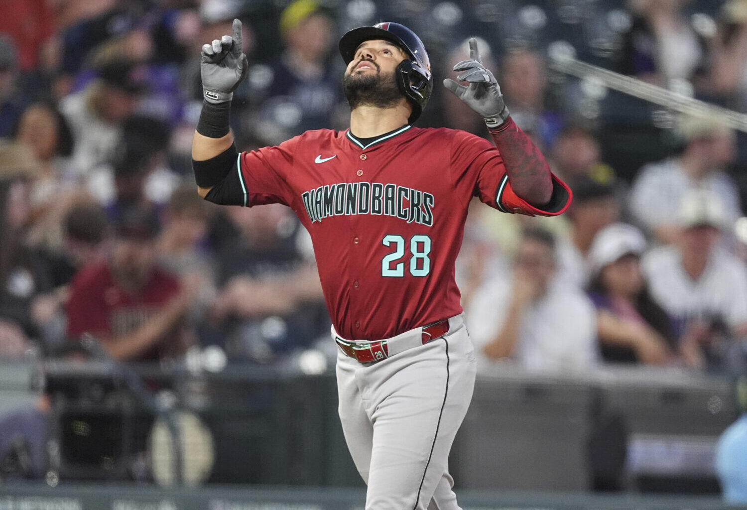 Arizona Diamondbacks' Eugenio Suárez is one of the most prized trade targets if the D-backs opt to...