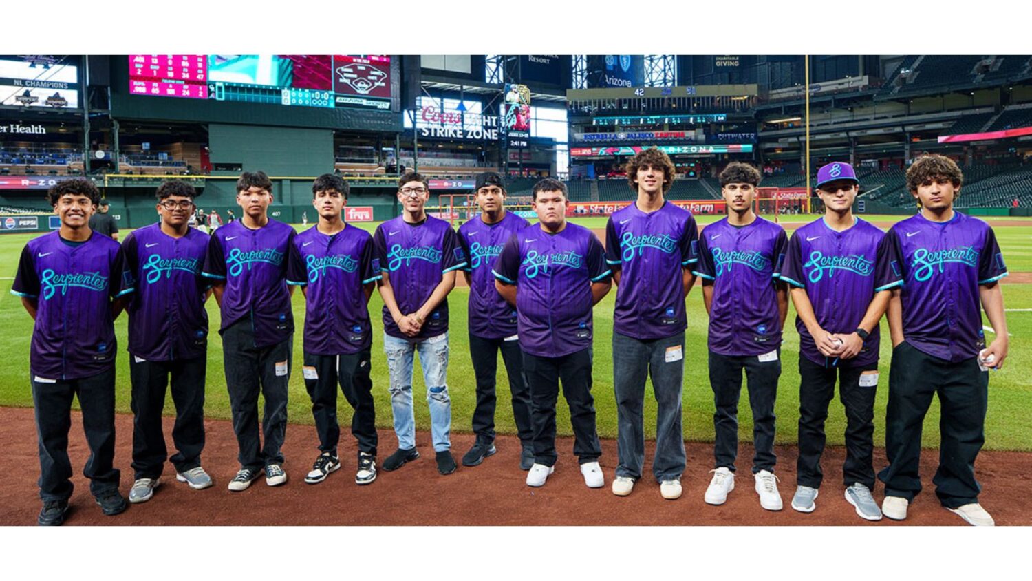 Corbin Carroll surprised D-backs Nike RBI All-Star teams with new gear before the players from 12 A...