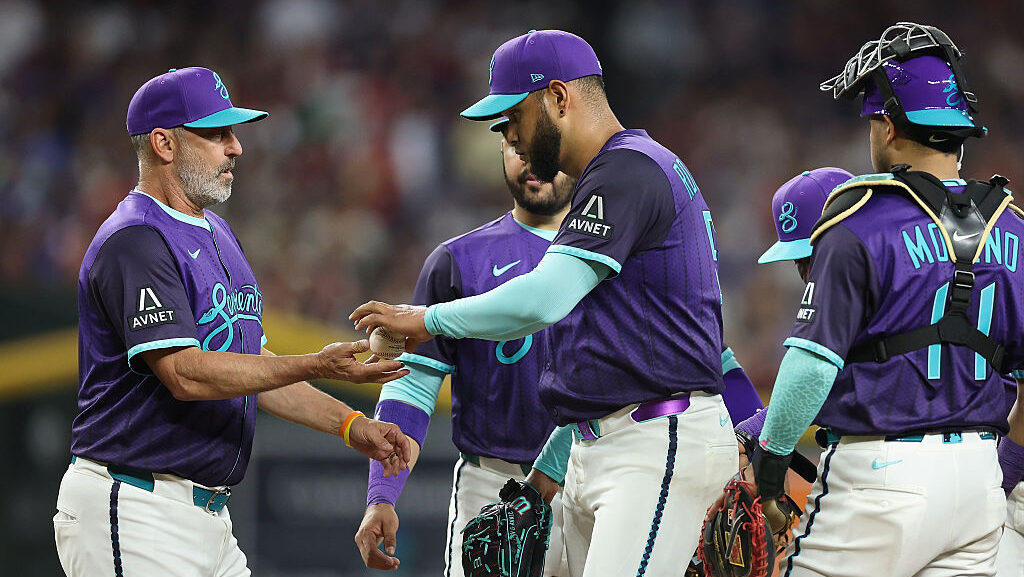 Eduardo Rodriguez #57 of the Arizona Diamondbacks...