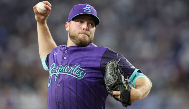 Corbin Burnes #39 of the Arizona Diamondbacks...