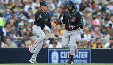 Eugenio Suárez #28 of the Arizona Diamondbacks...