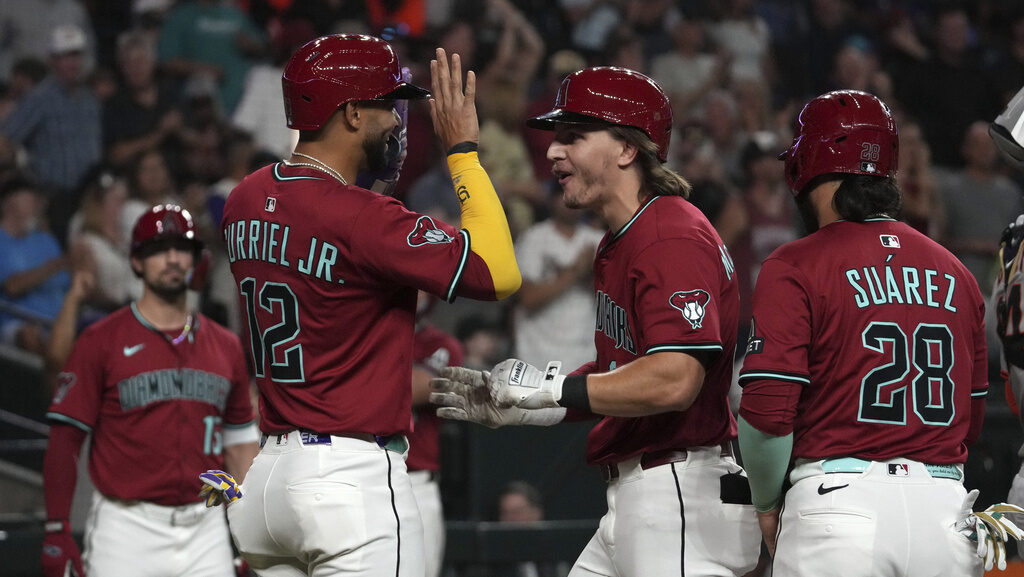 Arizona Diamondbacks center fielder Jake McCarthy (31)...