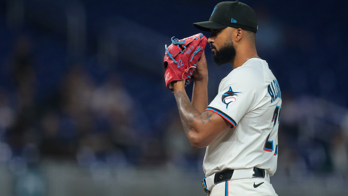 Miami Marlins starting pitcher Sandy Alcantara (22) pitches against the Colorado Rockies during the sixth inning at loanDepot Park. Gallen, deGrom