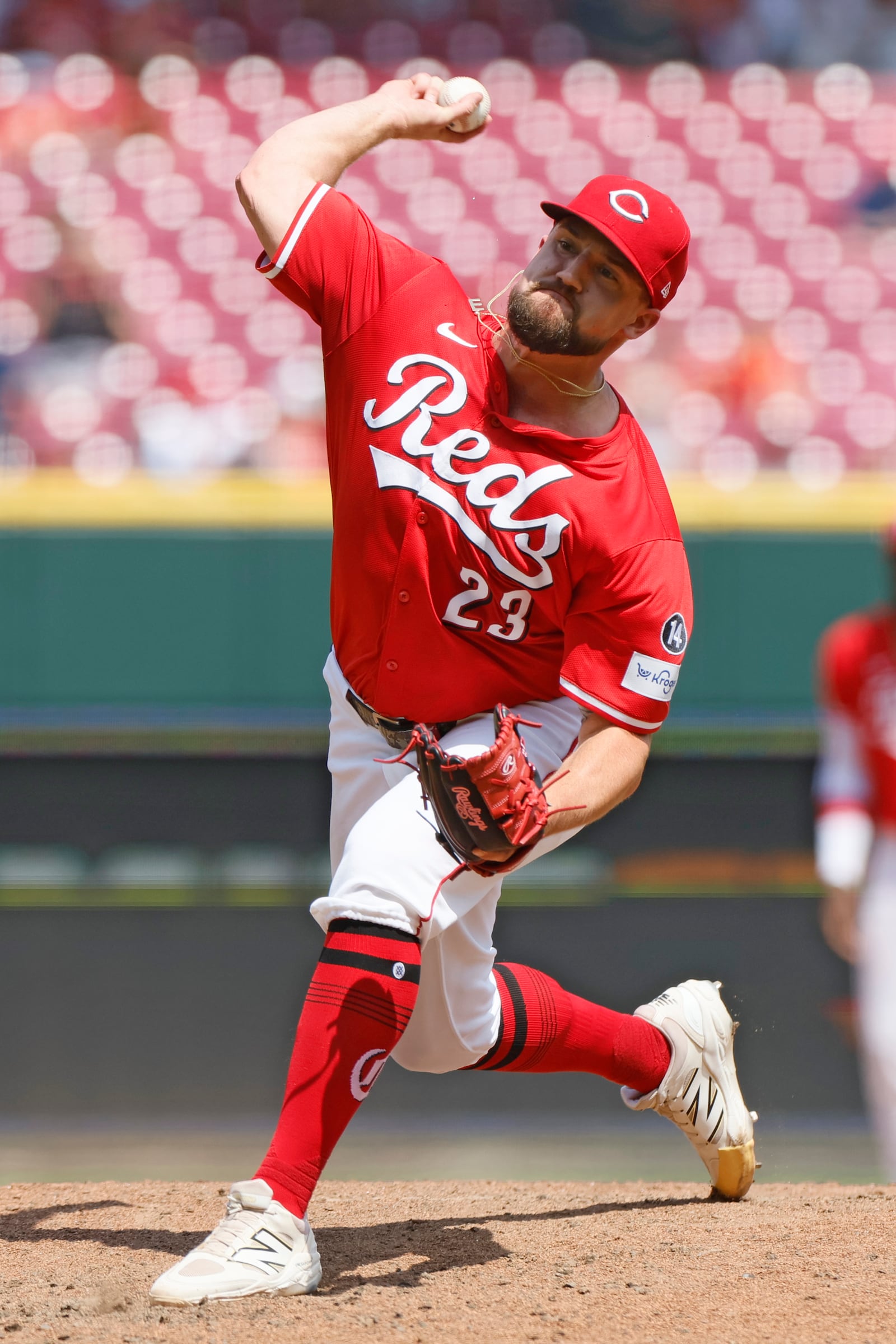 Cincinnati Reds relief pitcher Graham Ashcraft throws against the Colorado Rockies during the seventh inning of a baseball game, Sunday, July 13, 2025, in Cincinnati. (AP Photo/Jay LaPrete)