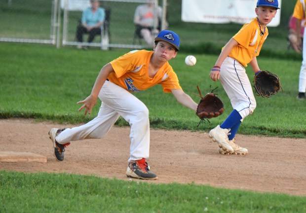 Brewers Austin Morgan takes a throw at second. (Photo by Rick Cawley)