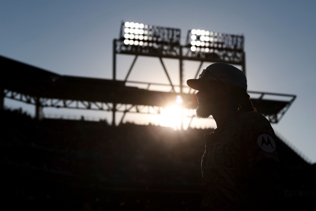 Fernando Tatis Jr. #23 of the San Diego Padres walks back to the dugout during the ninth inning during the tenth inning against the Texas Rangers at Petco Park on Friday, July 4, 2025 in San Diego, CA. (Meg McLaughlin / The San Diego Union-Tribune)