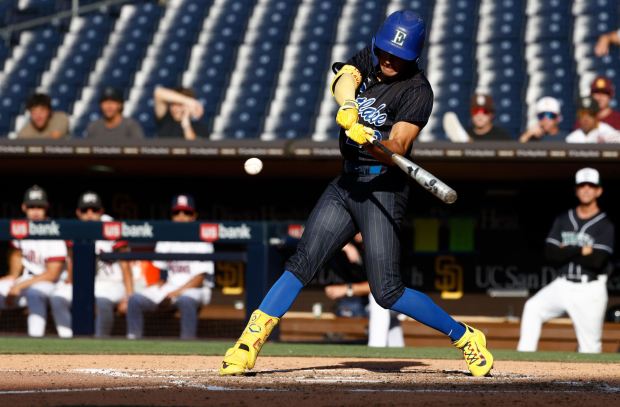 Eastlake's Angel Laya bats during the Padres High School All-Star Night at Petco Park on Wednesday, June 26, 2024 in San Diego, CA. (Meg McLaughlin / The San Diego Union-Tribune)
