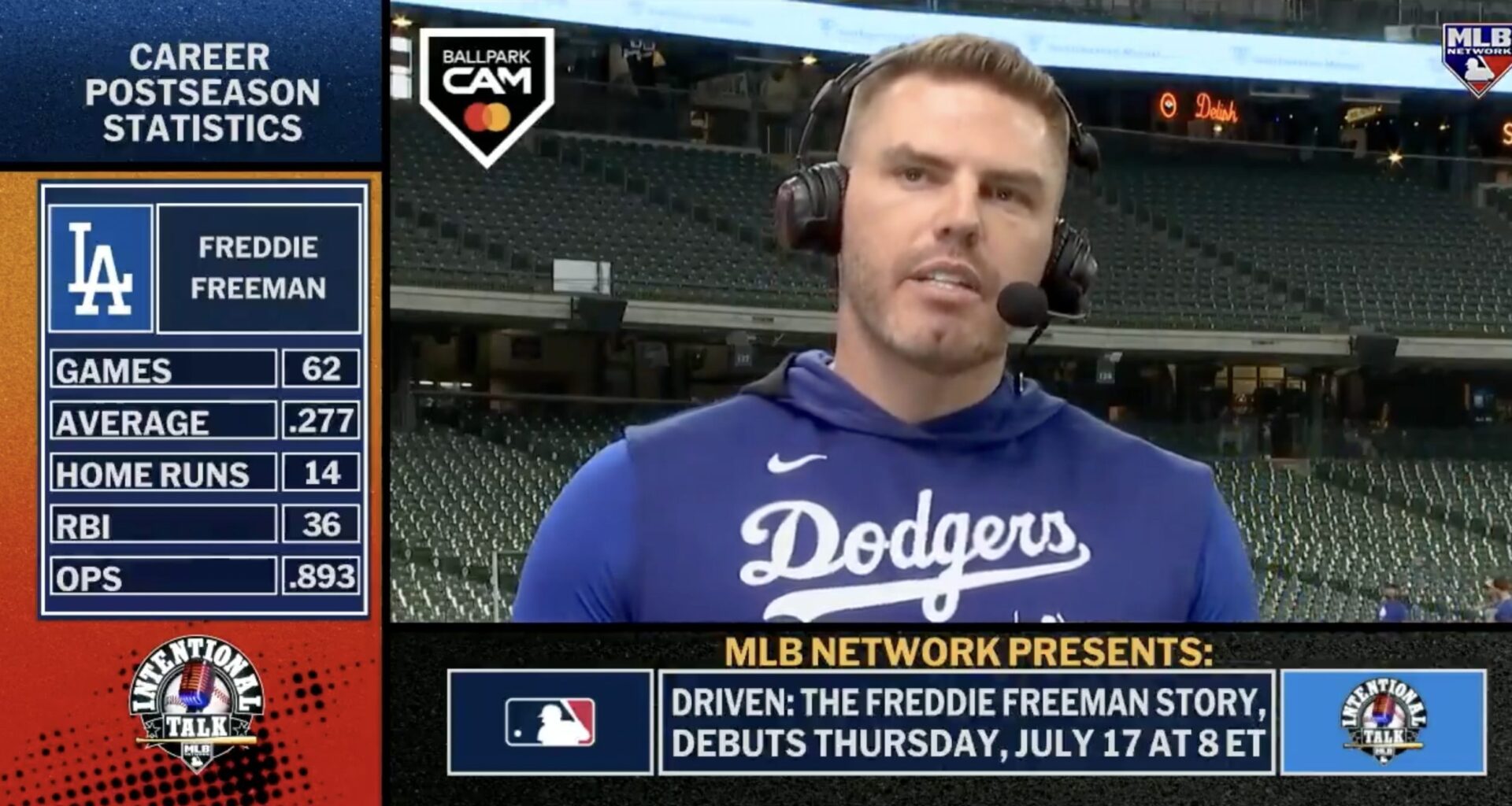 Freddie Freeman gets emotional over new MLB Network doc