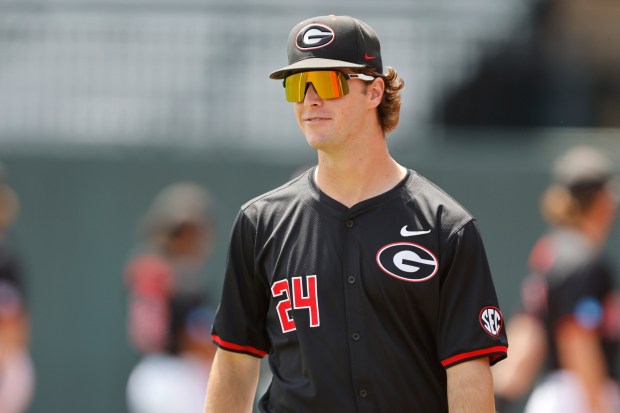 Georgia's Charlie Condon warms up before facing Army on May 31 in Athens, Ga. (Stew Milne - The Associated Press)