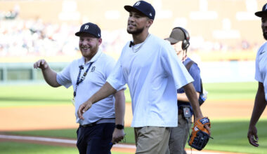 The Suns' Devin Booker threw out an impressive ceremonial first pitch during the Detroit Tigers and...