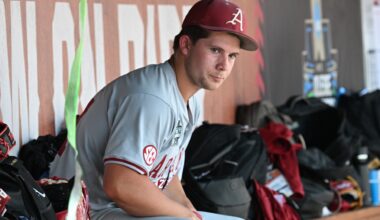 Arkansas pitcher Gage Wood projects as a late first-rounder in the 2025 MLB Draft.