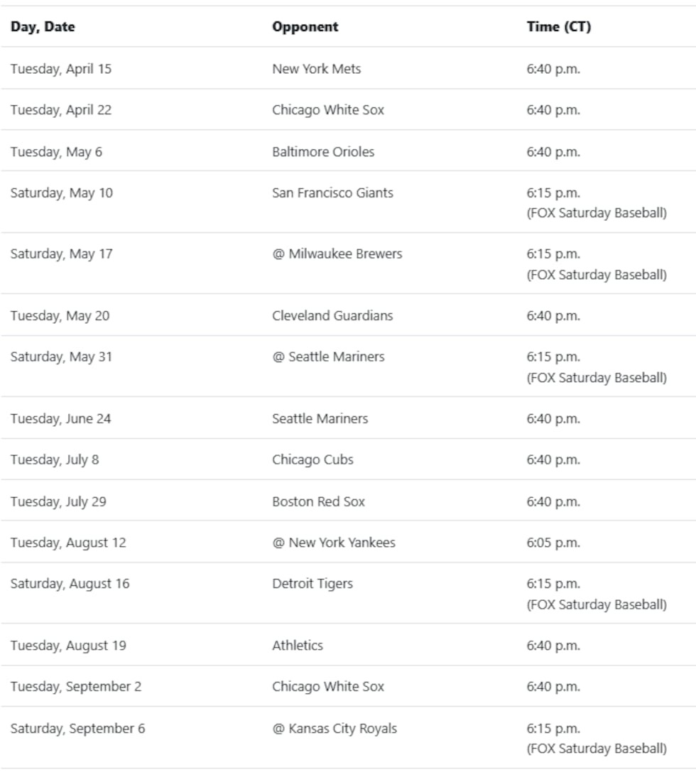 MN Twins schedule