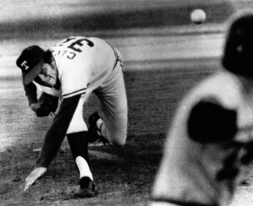 Eighteen-year-old David Clyde, first round draft pick for the Texas Rangers, throws the...