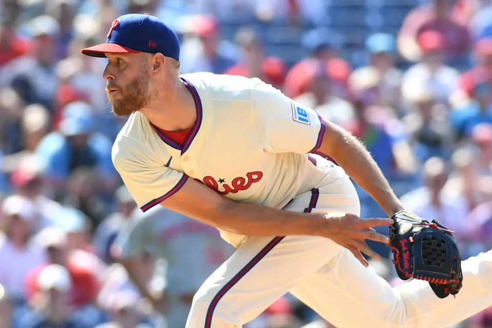 Jul 6, 2025; Philadelphia, Pennsylvania, USA; Philadelphia Phillies pitcher Zack Wheeler (45) follows through on a pitch during the ninth inning against the Cincinnati Reds at Citizens Bank Park. Mandatory Credit: Eric Hartline-Imagn ImagesEric Hartline-Imagn Images