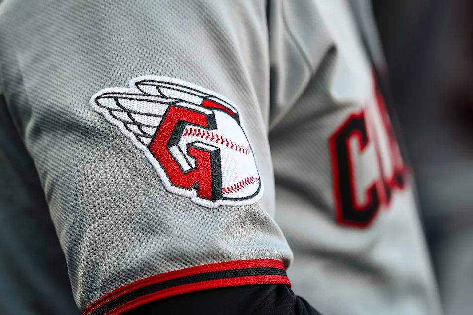 BALTIMORE, MD - APRIL 17: A general view of the Cleveland Guardians jersey logo before the game against the Baltimore Orioles at Oriole Park at Camden Yards on April 17, 2025 in Baltimore, Maryland. (Photo by Scott Taetsch/Getty Images)