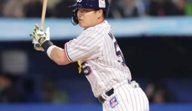 After a swing and miss, the monster batter