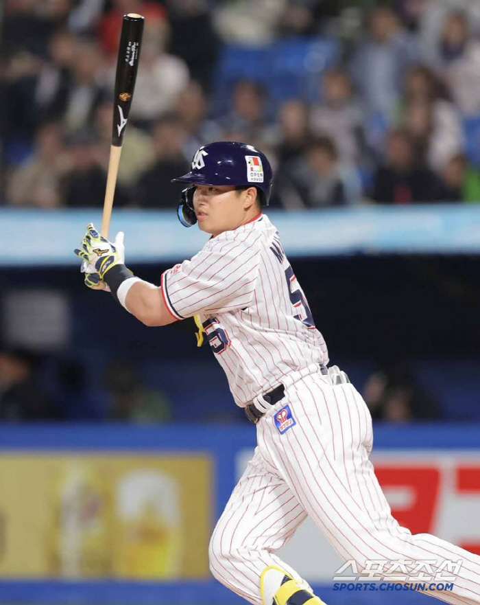 After a swing and miss, the monster batter