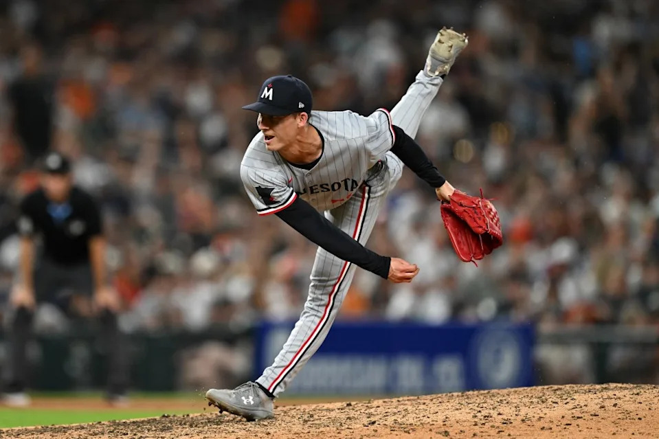 Twins relief pitcher Griffin Jax throws a pitch against the Tigers. Lon Horwedel-Imagn Images