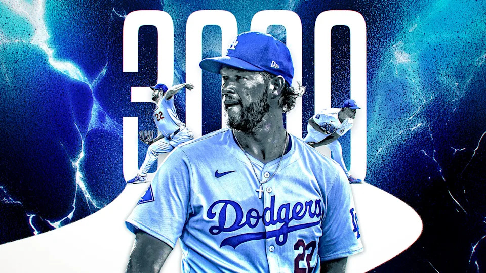 Clayton Kershaw is the 20th pitcher in MLB history to record 3,000 strikeouts in his career. (David Heringer/Yahoo Sports)