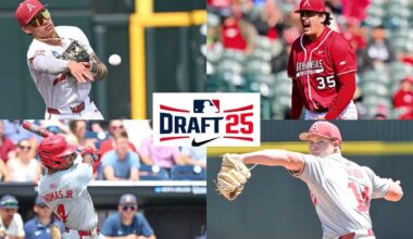 Wehiwa Aloy, Landon Beidelschies, Justin Thomas Jr., Gage Wood, Arkansas baseball, 2025 MLB Draft