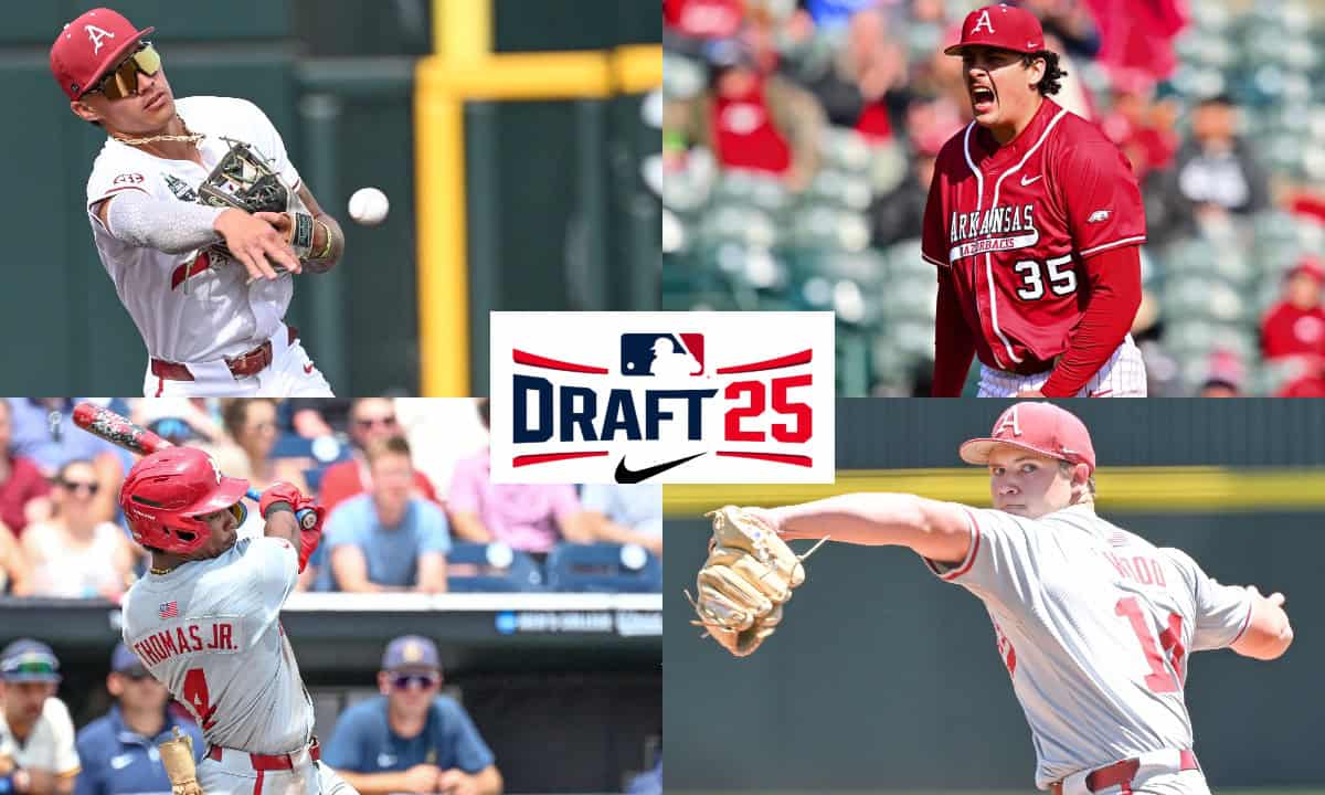 Wehiwa Aloy, Landon Beidelschies, Justin Thomas Jr., Gage Wood, Arkansas baseball, 2025 MLB Draft