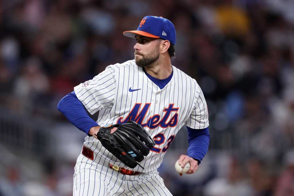 David Peterson #23 of the New York Mets pitching during the MLB All-Star Game.