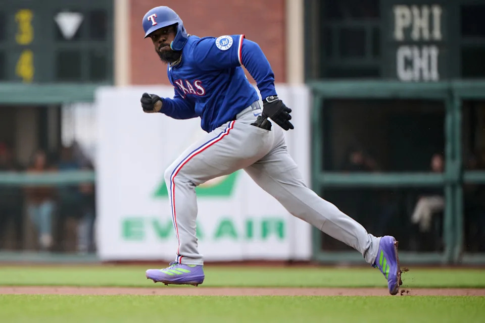 Adolis García could emerge as a rather interesting trade candidate.© Robert Edwards-Imagn Images