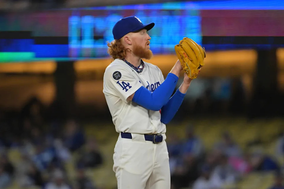 Los Angeles Dodgers starting pitcher Dustin May (85) on the mound.Jayne Kamin-Oncea-Imagn Images