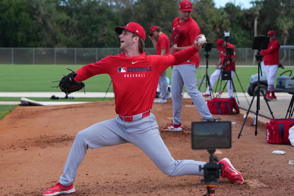 St. Louis Cardinals pitcher Quinn Mathews throws during Spring Training on Feb. 12, 2025. <br><em>Jim Rassol-Imagn Images</em>Jim Rassol-Imagn Images