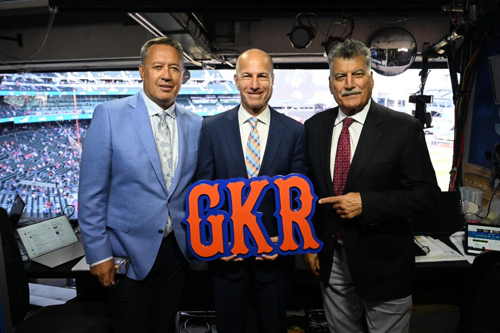 Gary Cohen, Ron Darling, and Keith Hernandez celebrating 20 years on SNY.