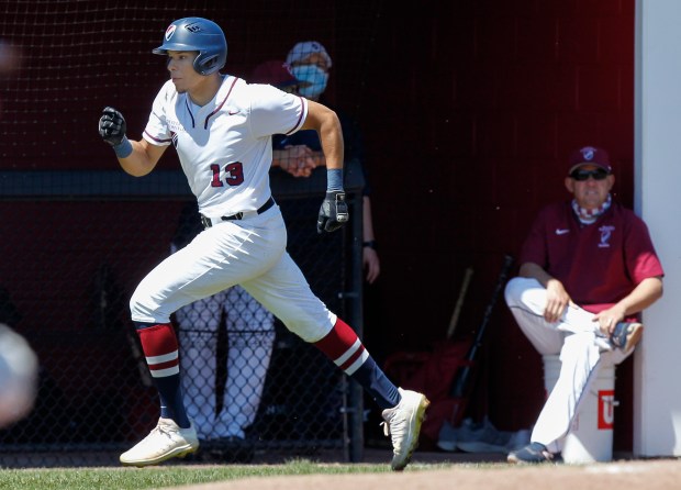 BROOKLINE, MA - APRIL 24-SATURDAY: Dexter Southfield centerfielder Joshua Baez sprints for home to score a run in a game against Phoenix May 1, 2021, in Brookline Massachusetts. (Photo by Paul Connors/Media News Group/Boston Herald)