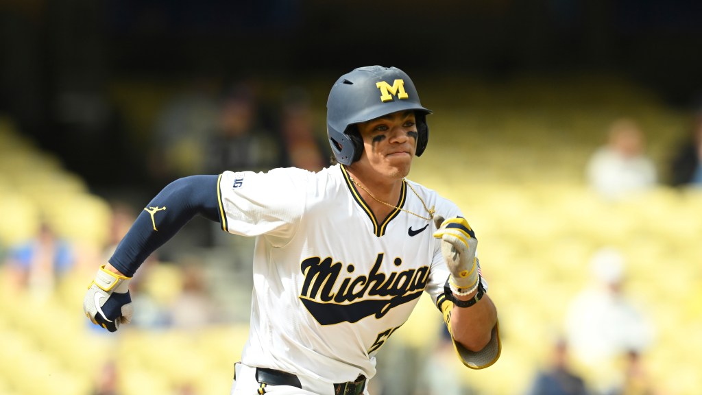 Mitch Voit, Michigan baseball player, running.
