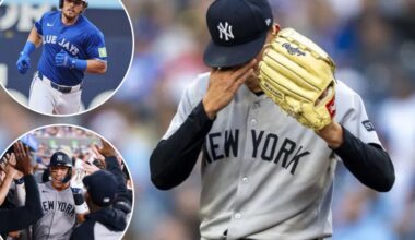 Yankees fall into first-place tie with Blue Jays as furious rally falls short