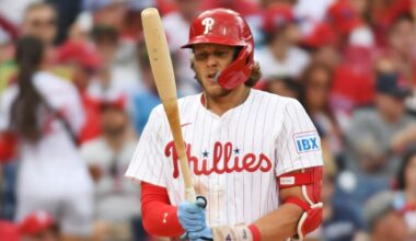 Phillies' Alec Bohm hit by pitch, leaves game with bruised rib cage