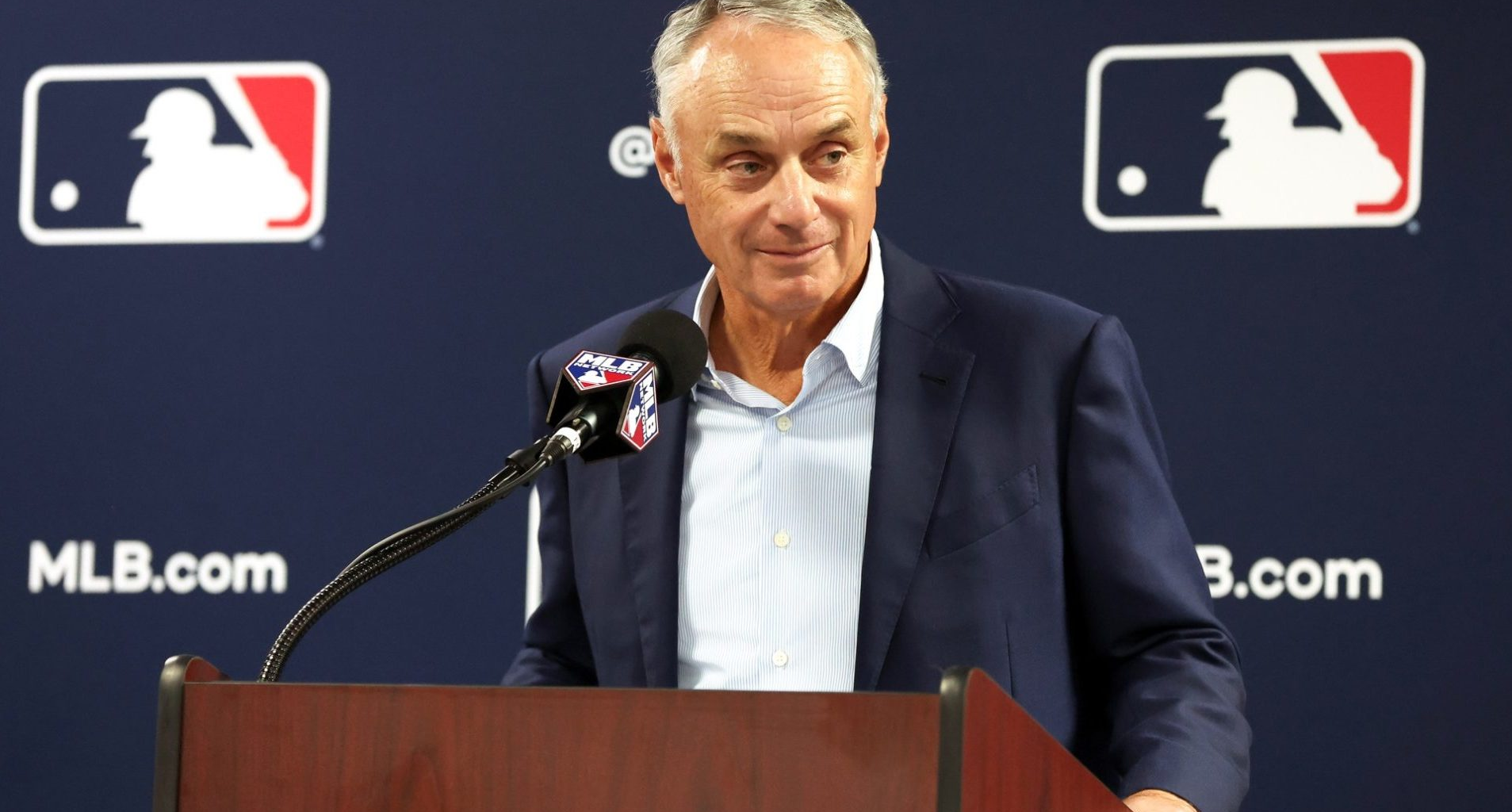 rob manfred mlb commissioner talks about the Tampa Bay Rays - AP