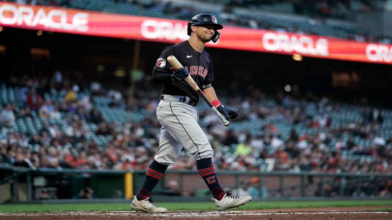 Cleveland Guardians' Tanner Bibee pitches in the first inning of a baseball game against the San Francisco Giants, Friday, July 5, 2024, in Cleveland. (AP File Photo/Sue Ogrocki)