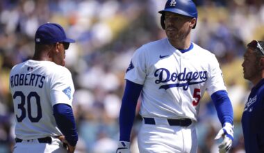 Dodgers' Freddie Freeman day to day after being hit on the wrist by a pitch