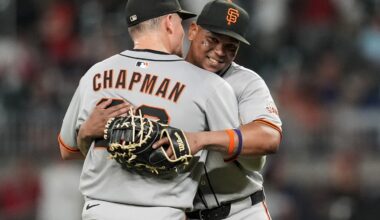 Rafael Devers starts at first base and helps Giants beat Braves 9-0 to snap 6-game skid