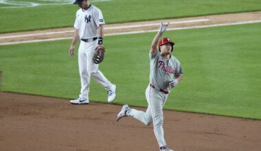 Goldschmidt regrets bad throw in 12-5 loss to Phillies, Yankees' 9th error in 4 games