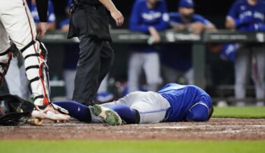 Toronto's George Springer hit in head by 96 mph fastball at Baltimore