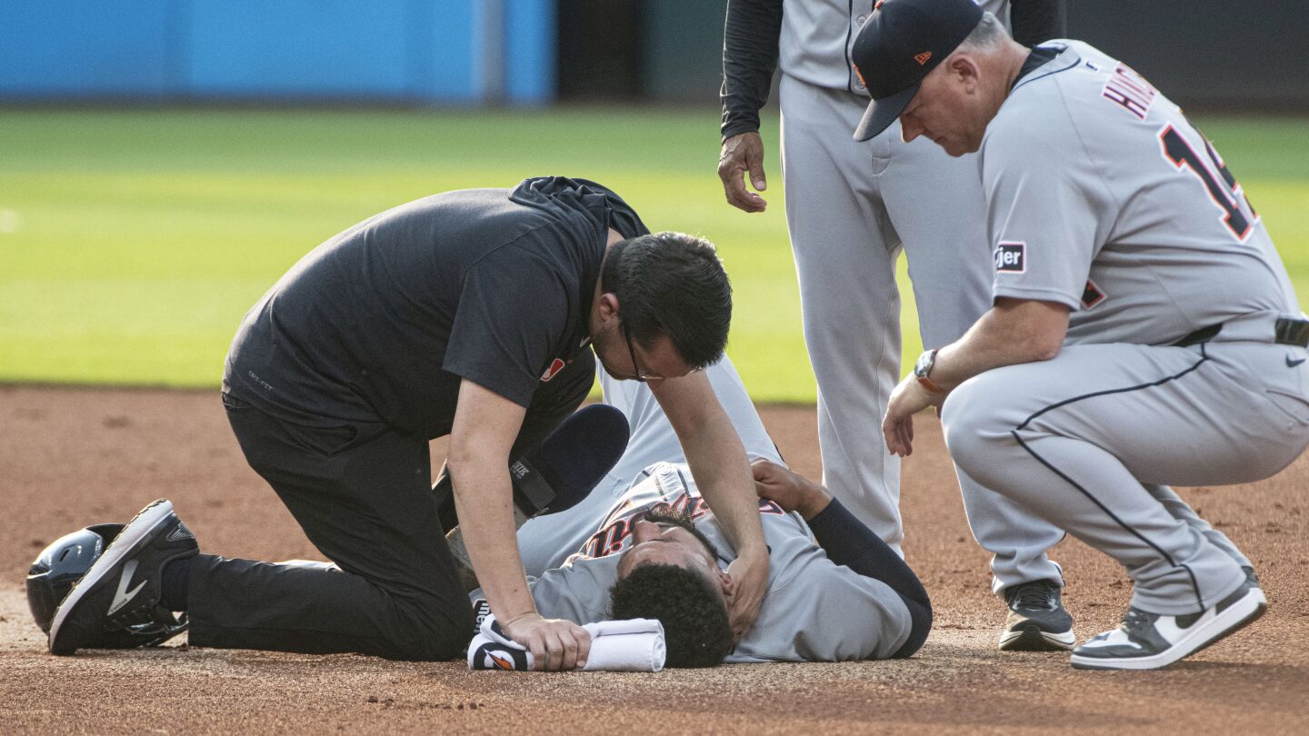 Detroit All-Star Gleyber Torres exits game at Cleveland after taking elbow to the neck